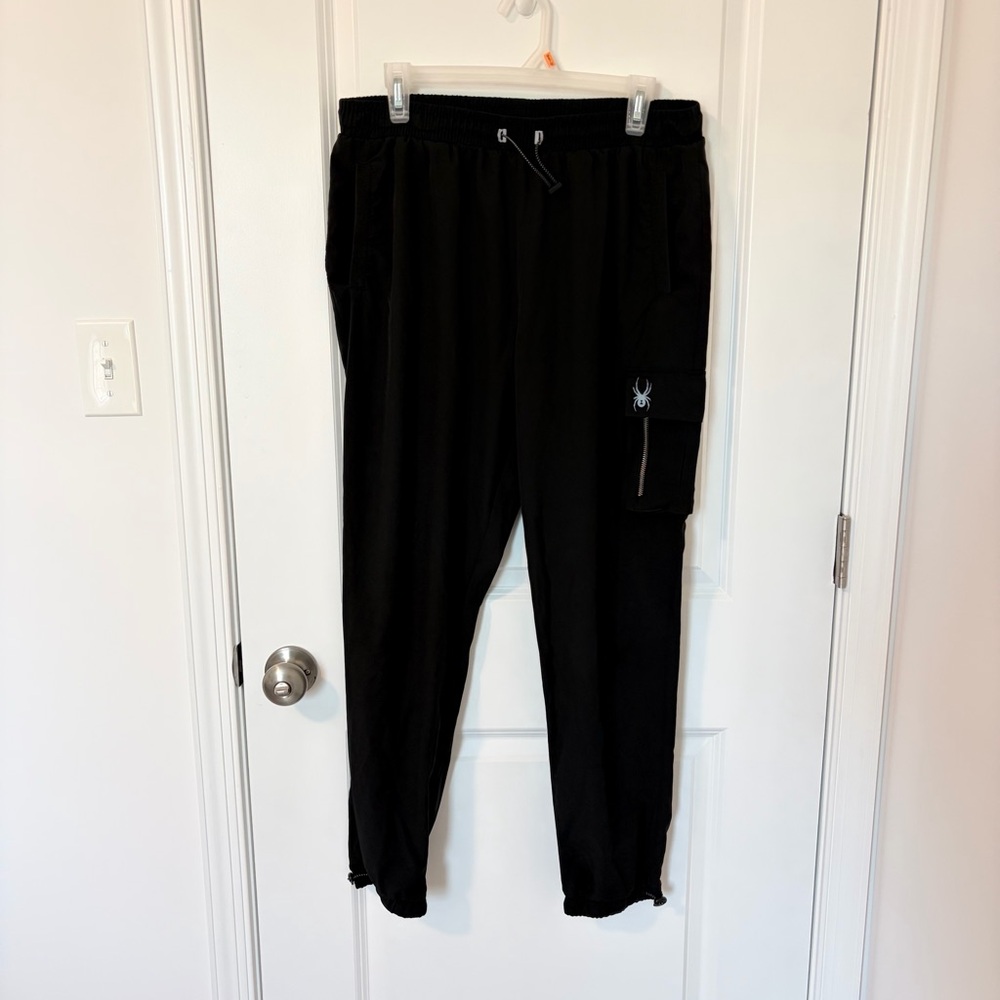 Men's Spyder Lightweight Stretch Athletic Drawstring Jogger Pants in Black